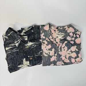 Lot of 2^ Cooke Street Hawaiian Shirts Pink Floral Reverse print XL Honolulu